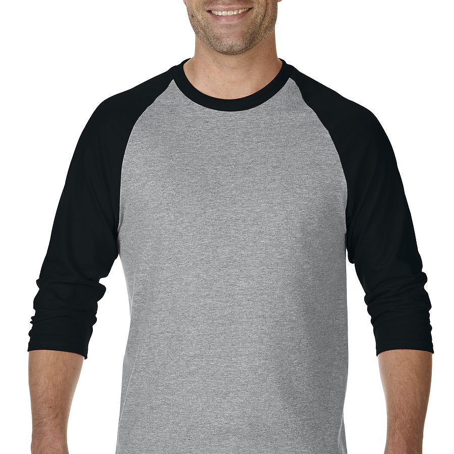 Gildan SPORT GREY/BLACK Adult 3/4 Sleeve Raglan T-Shirt