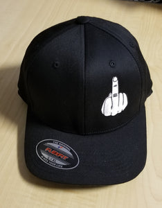Solid Black Hat w/Middle Finger Emb.