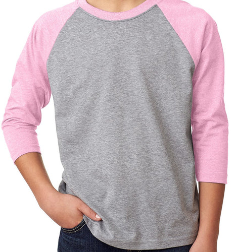 Next Level HTR GRAY/LILAC Youth 3/4-Sleeve Raglan