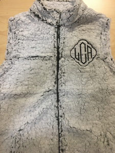 Sherpa Vest w/Monogram - Frosty Grey